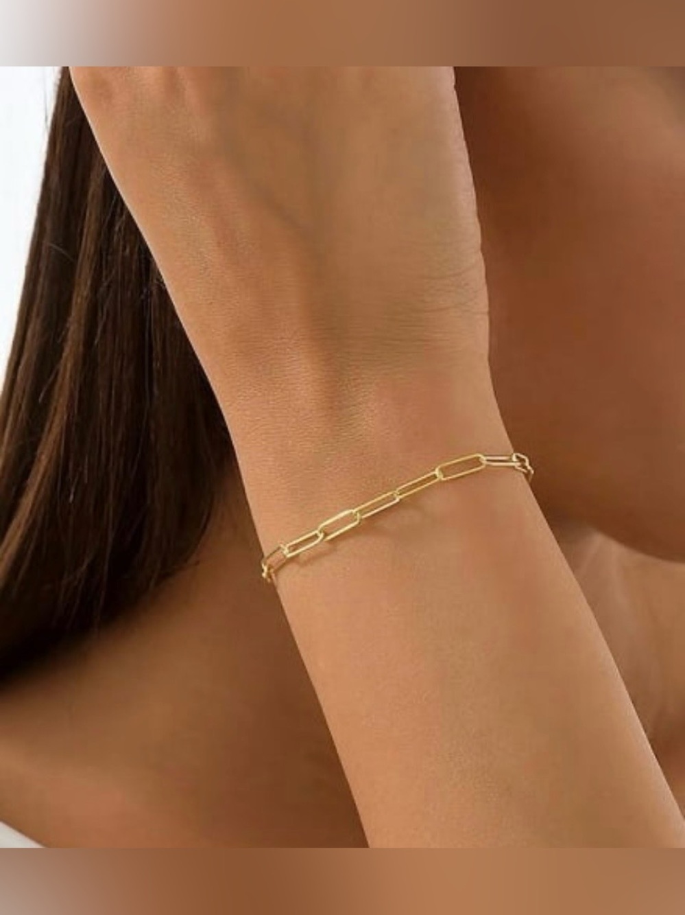 Trendy Gold Plated Stainless Steel Paperclip Chain Bracelet. New